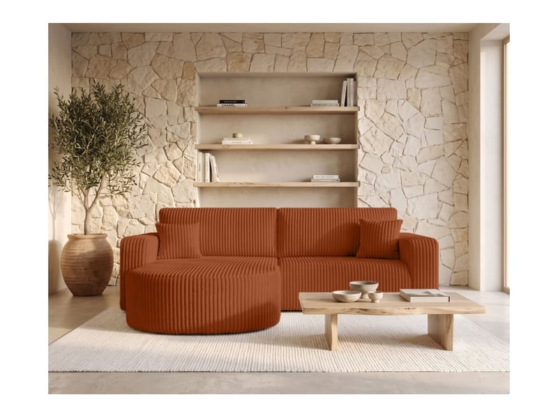  Kiara - canapé d'angle compact réversible et convertible 4 places en velours côtelé épais  - Conforama B