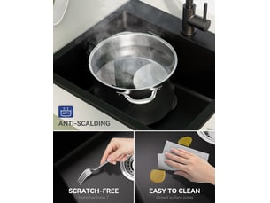 Sofetiy max évier en granit 50x45 cm - évier de cuisine noir - évier sous-plan - avec système d’évacuation