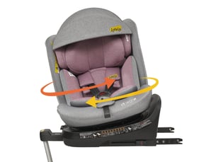 Siège auto enfant pivotant 360 degrés 40 à 150 cm rose et gris, tissu et polypropylène avec isofix