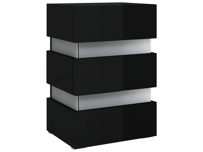  Table de chevet - cabinet de chevet - table de nuit à led noir brillant 45x35x67 cm bois ingénierie  - Conforama C