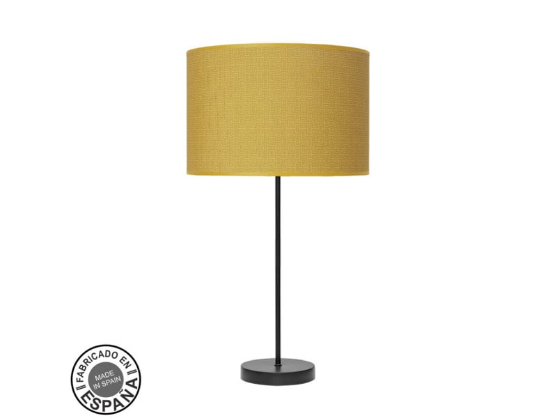  Fabrilamp moda grande lampe à poser noir jaune, abat-jour textile motif jaune uni, 1 x e27, 63 cm 212471109 - Conforama A