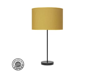Fabrilamp moda grande lampe à poser noir jaune, abat-jour textile motif jaune uni, 1 x e27, 63 cm