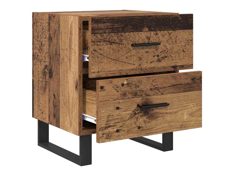  Table de chevet 2 pièces bois ancien et noir 40 x 35 x 47,5 cm  - Conforama E