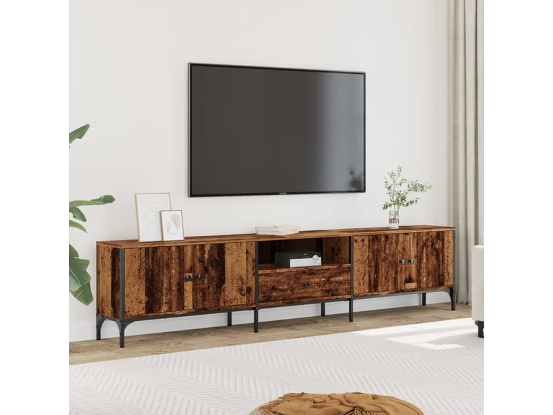  Meuble tv - banc tv - meuble de rangement avec tiroir vieux bois 200x25x44 cm bois d'ingénierie  - Conforama B