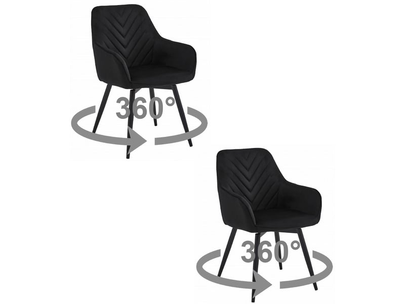 Family chaise - velours noirpieds noirs x 2  - Conforama A
