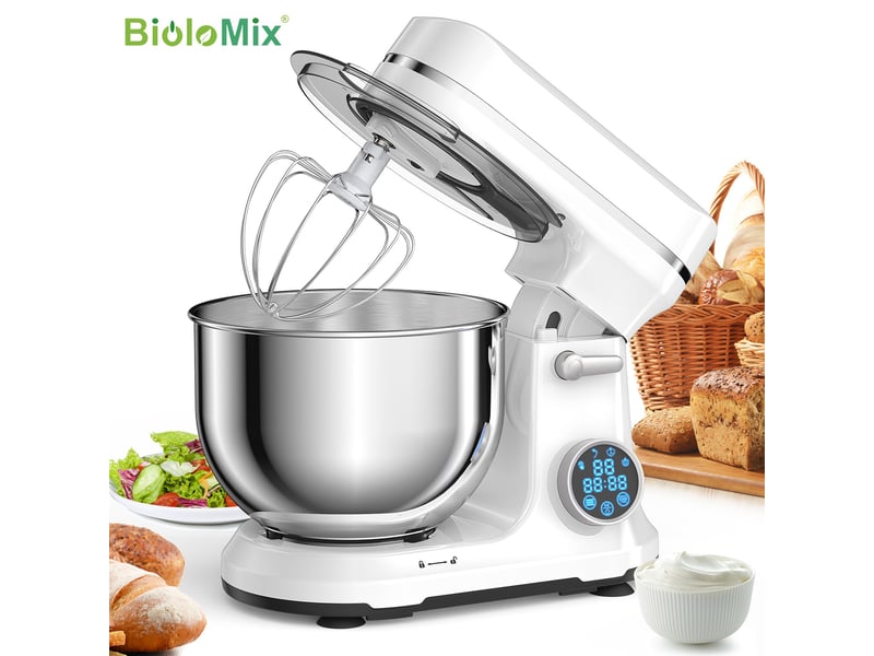  Biolomix bm602e robot culinaire sur socle 5l 1200w 11 vitesses moteur dc écran oled tactile faible niveau sonore  fourni avec crochet pour pétrir et fouet  - Conforama A
