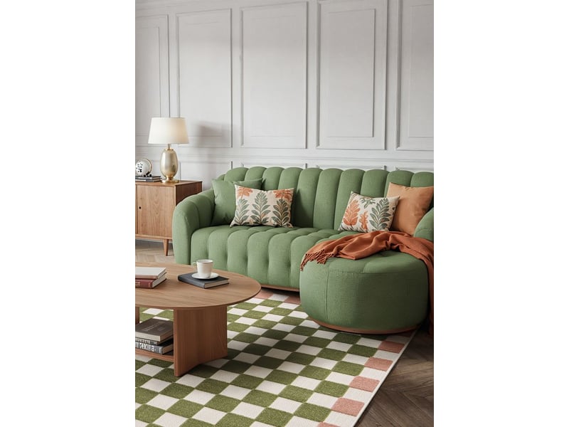 Bobochic tapis poils ras myrlie motif damier vert 200x290 MYRLIE - Conforama C