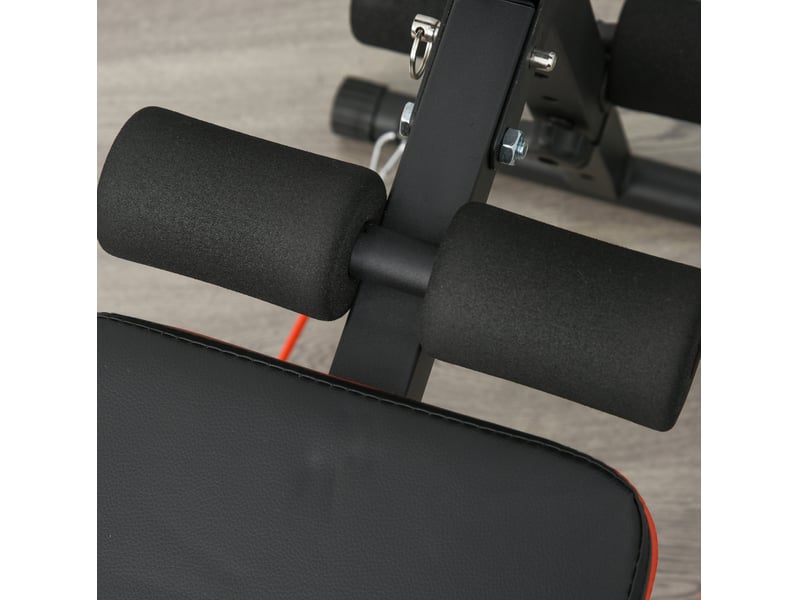 Banc de musculation pliable 137 x 51 x 50-66 cm noir et rouge en acier, réglable avec cordes de traction - Conforama D