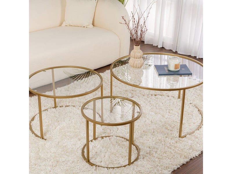 Ensemble de tables basses en verre trempé aurum tris - or  - Conforama C