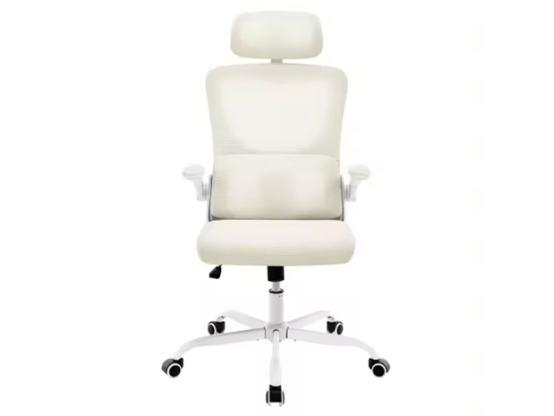 Chaise de bureau respirante haut dossier, fauteuil conférence ergonomique noir avec roulettes - Conforama A