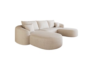 Canapé d'angle compressé gauche fixe MODENVIE 5 places Tissu blanc