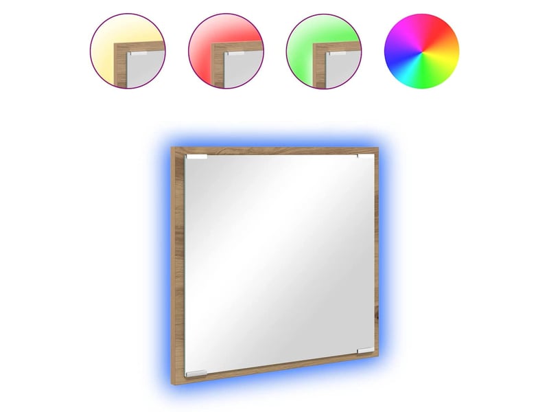 Miroir de salle de bain, miroir de toilette led chêne artisanal 40 x 37 x 8.5 cm cf62560 - Conforama C