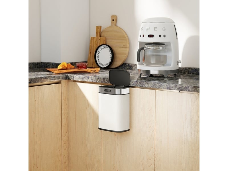  Poubelle cuisine 5 l 24 x 19 x 37 cm inox blanc crème  - Conforama D