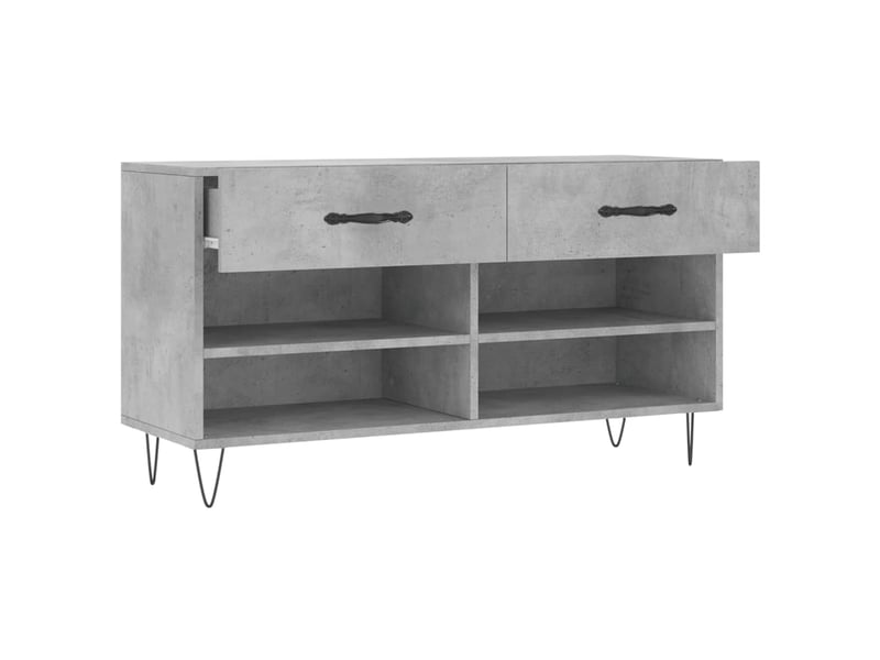  Banc à chaussures, meuble à chaussures gris béton 102x35x55 cm bois d'ingénierie shl5700  - Conforama E