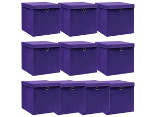 Boîtes de rangement et couvercles 10pcs violet 32x32x32cm tissu