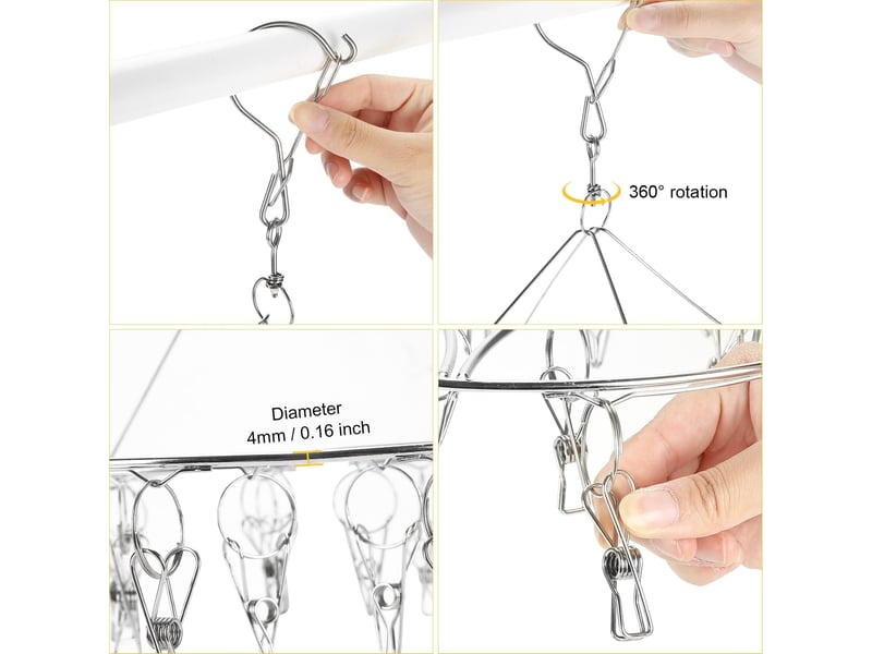 Crochets muraux 46 clip chaussette de séchage de chaussette pliant pour sous-vêtements, vêtements pour bébé et petits linges, gris - Conforama E