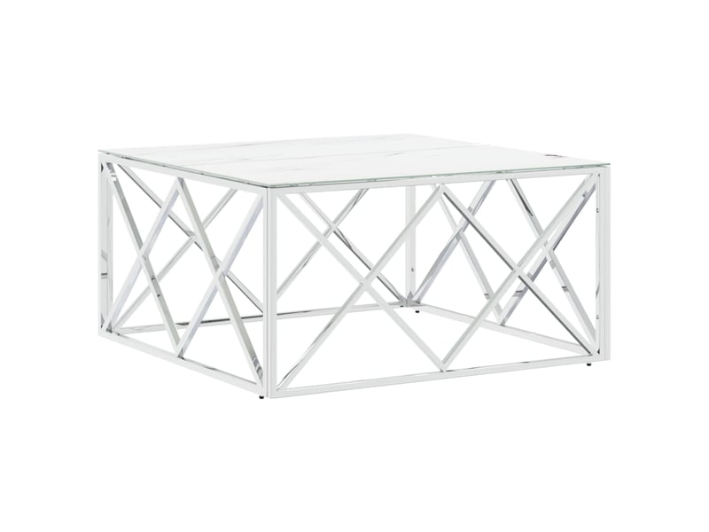  Table basse | table d'appoint salon argenté 80x80x40 cm acier inoxydable et verre  - Conforama A
