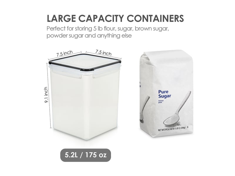 Boite rangement cuisine sans bpa pour farine sucre cereales pâtes lot de 2  5.2l  - Conforama B