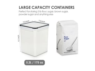 Boite rangement cuisine sans bpa pour farine sucre cereales pâtes lot de 2 5.2l