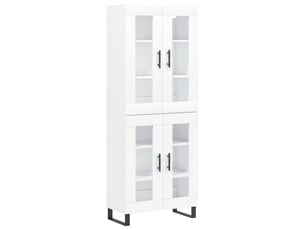 Buffet haut - bahut - meuble de rangement blanc 69,5x34x180 cm bois d'ingénierie