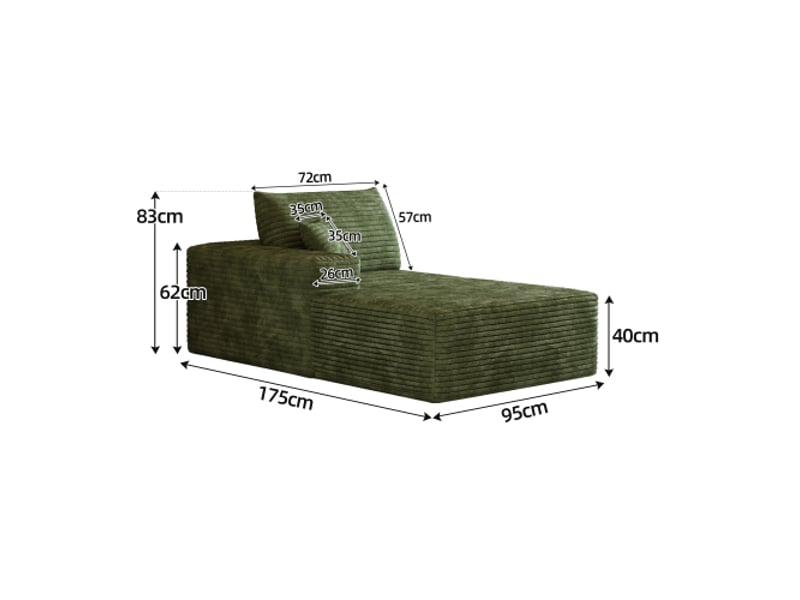 Canapé-lit vert – côté gauche – modèle y165 – canapé convertible tendance - Conforama C