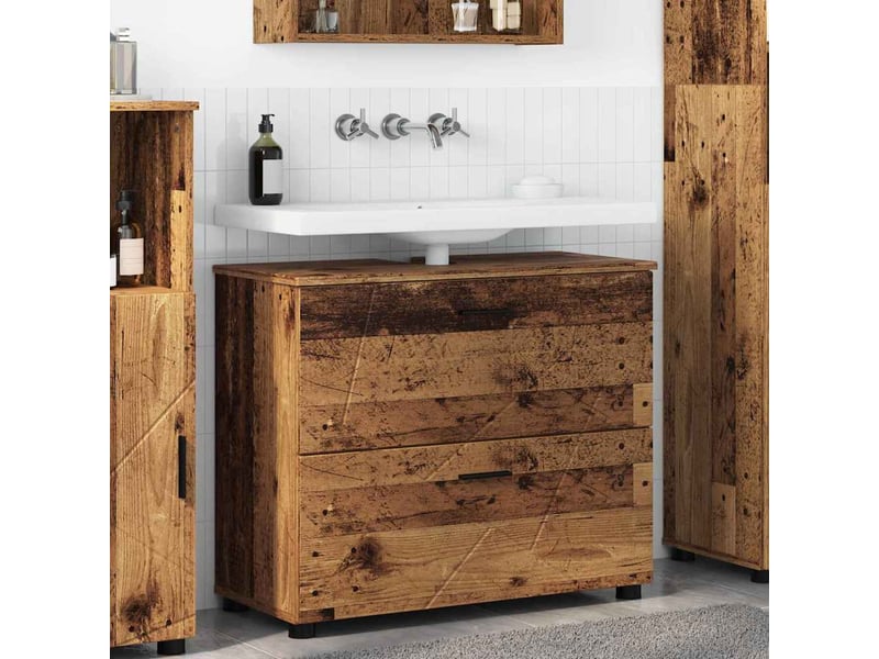 Cabinet de salle de bain, armoire salle de bain bois ancien 76,5 x 35 x 64 cm cf65271 - Conforama B