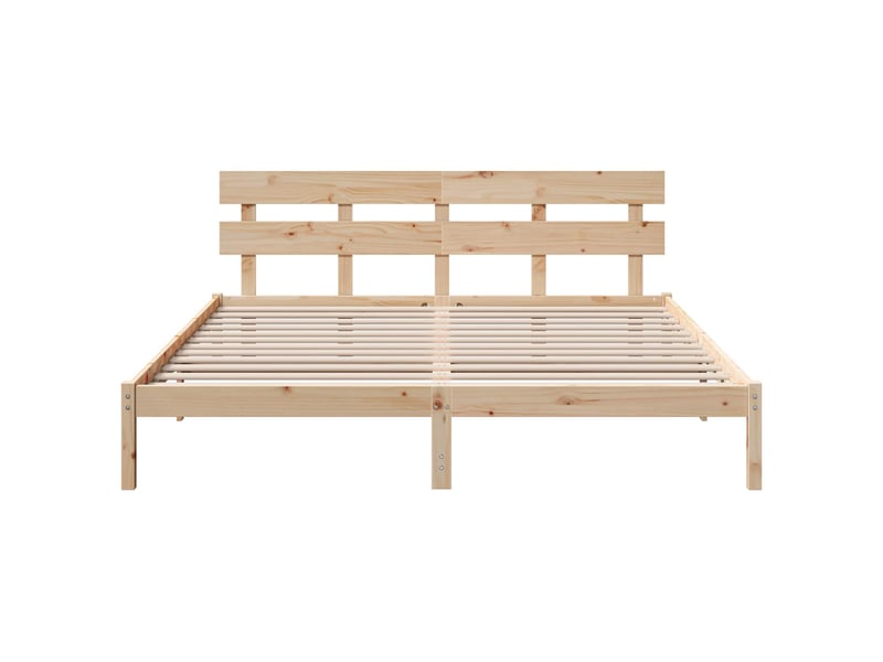 Lit double- lit adulte - cadre de lit marron 200 x 200 cm bois de pin massif - Conforama B