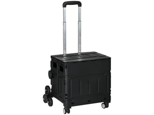 Chariot de courses - réglable en hauteur - pivotant à 360° - pliable - plastique - noir - pour cuisine
