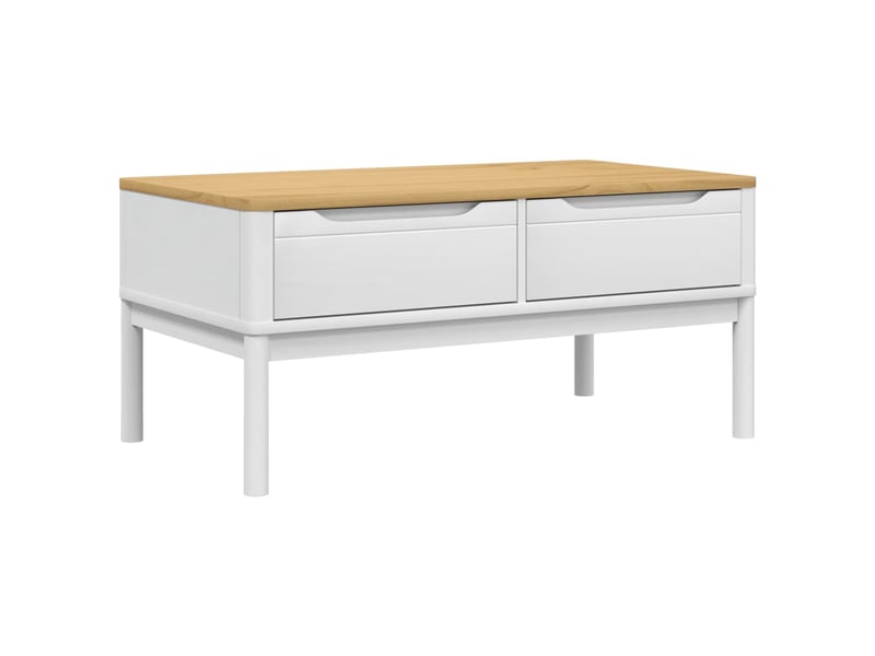  Table basse - table de salon - table à thé floro blanc 99x55,5x45 cm bois massif de pin  - Conforama A