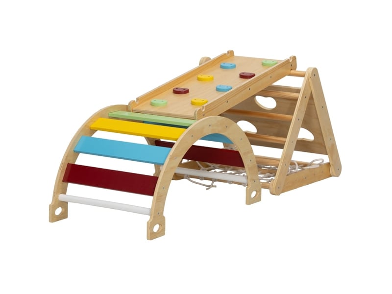 Triangle d'escalade intérieur 7 en 1 168x62,5x57 cm bois multicolore - Conforama A