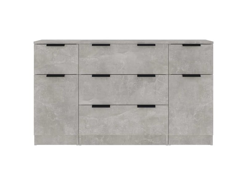  Ensemble de buffets 3 pcs - bahut - meuble de rangement gris béton bois d'ingénierie  - Conforama E