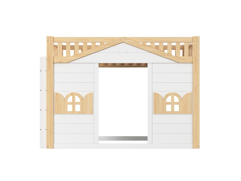 Lit mezzanine enfant 90 × 200 cm en pin, échelle réversible, blanc et naturel Fay Lum - Conforama R