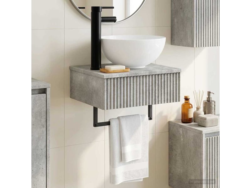 Basin de lavage mural, lavabo gris béton 40x35x39 cm - Conforama B
