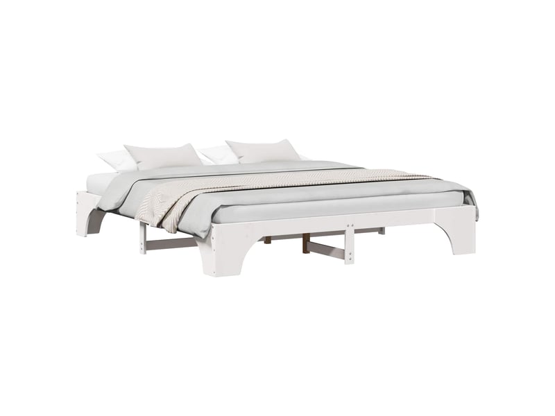  Lit double- lit adulte -  cadre de lit blanc 200 x 200 cm pin massif  - Conforama A