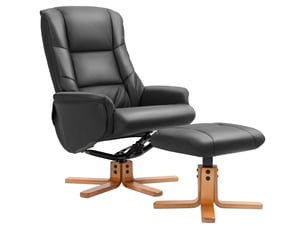 Fauteuil inclinable avec repose-pieds, fonction inclinable, revêtement en similicuir, jusqu'à 150 kg, 71 x 84 x 102 cm, noir