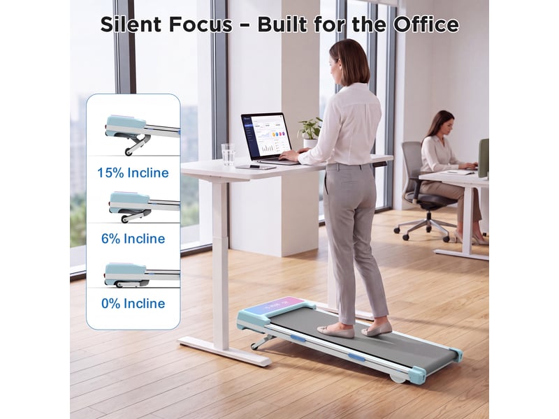  Tapis de marche pliable avec inclinaison automatique 15 %, moteur silencieux, 1–8 kmh, charge max. 150 kg, télécommande  - Conforama B