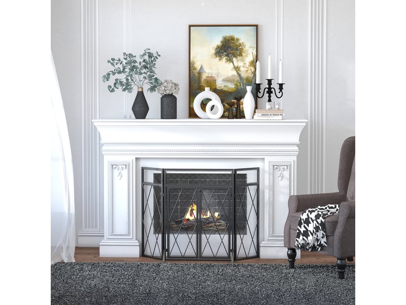  Pare-étincelles pliable, 3 pièces, 120 cm x 79 cm, noir  - Conforama D