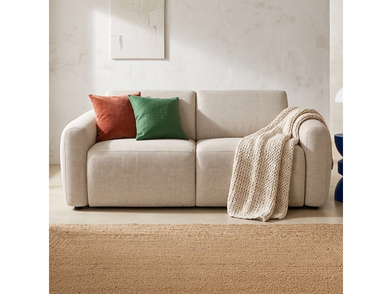  Canapé droit convertible 3 places en tissu chenille beige - ouverture express - suzie Suzie - Conforama B