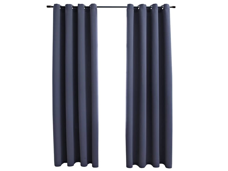  Lot de 2 rideaux occultants, rideaux black-out avec anneaux métal anthracite 140x175cm cf44856  - Conforama A
