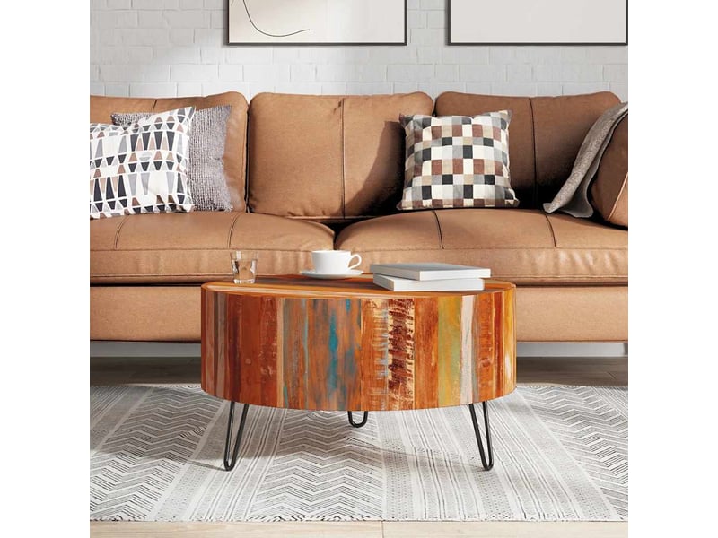  Table basse | table de salon ronde bois massif de récupération  - Conforama C