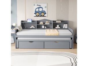 Lit gigogne 90x200 cm coloris gris
