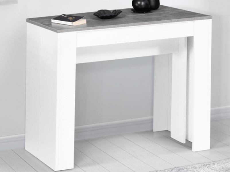 Table console extensible orlando 10 personnes 235 cm bois blanc et effet  béton  - Conforama R