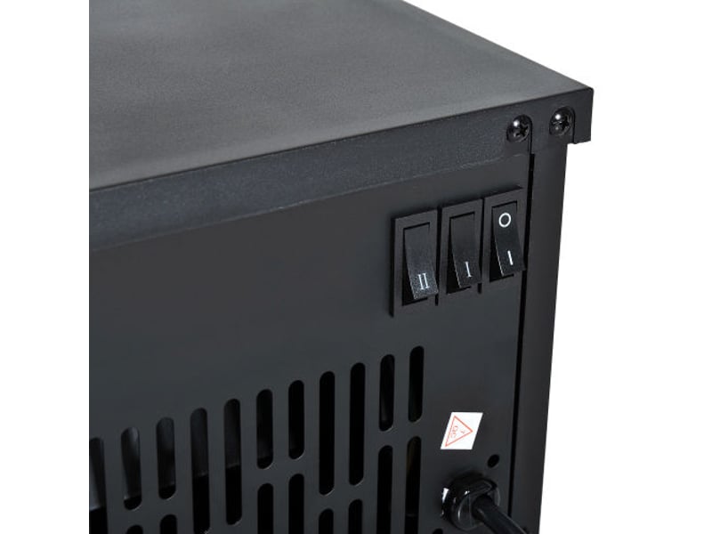  Cheminée électrique noire 6001200 w, effet flammes, métal, 34x17x31 cm  - Conforama D
