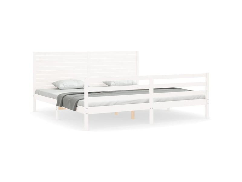  Lit double- lit adulte -  cadre de lit sans matelas blanc 200x200 cm bois massif  - Conforama A