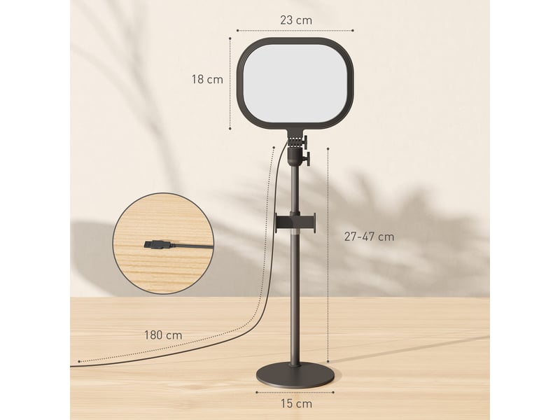  Lampe de bureau led dimmable 5 modes de couleur 10 niveaux de luminosité port usb minuterie support pour téléphone noir  - Conforama E