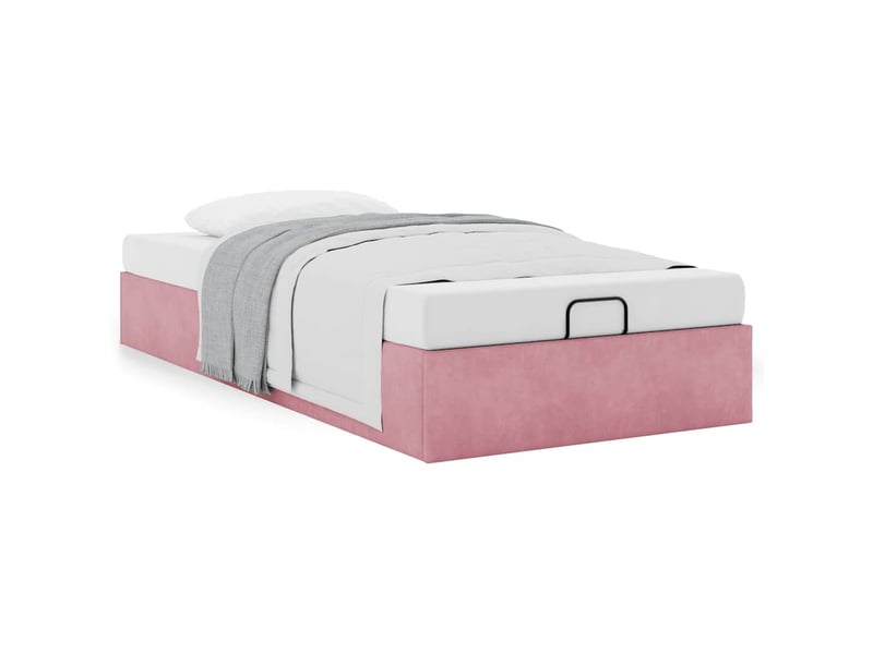  Lit simple- lit adulte -  cadre de lit ottoman sans matelas rose 80x200 cm velours  - Conforama C