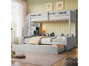 Lit superposé 90x200 cm <strong>OKMYHOME</strong> <strong></strong> coloris gris