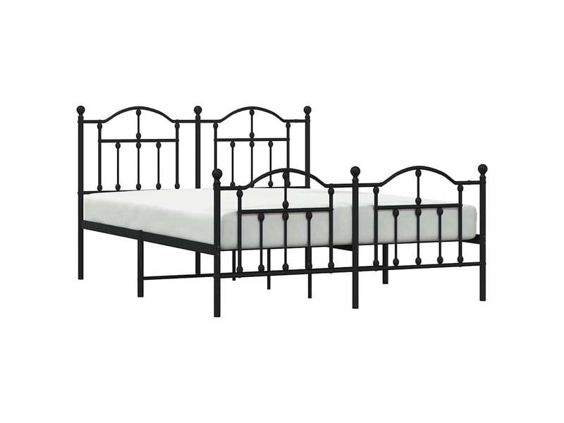  Lit double- lit adulte -  cadre de lit métal sans matelas avec pied de lit noir 135x190cm  - Conforama D