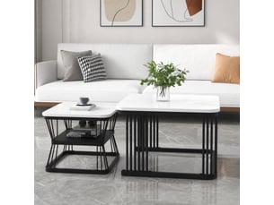 Tables basses gigognes 2 pièces effet marbre 65 et 45 cm evryae