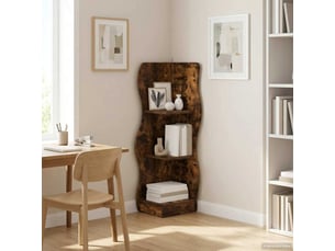 Étagère d'angle, armoire de rangement chêne fumé 34 x 33 x 102 cm bois d'ingénierie cf41371